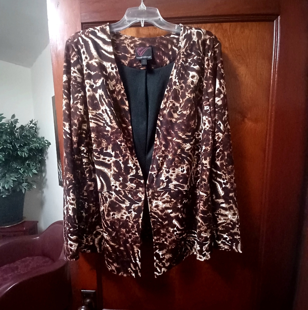 CARSON KRESSLEY COLLARLESS LEOPARD-PRINT BLAZER-NWOT